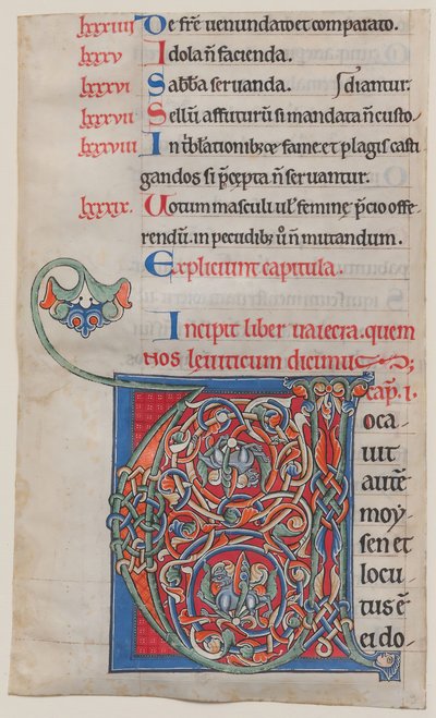 Kéziratos megvilágítás V kezdőbetűvel, egy Bibliából, kb. 1175-95. alkotó: Unbekannt