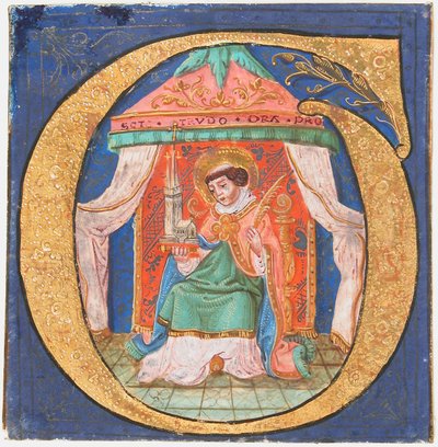 Kéziratos megvilágítás Saint Trudo Tronddal, O kezdetű, kóruskönyvből, 15. század. alkotó: Unbekannt