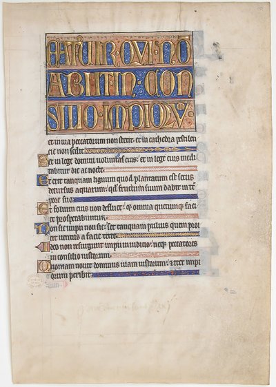 Kéziratos levél egy királyi zsoltárból, 1250-70. alkotó: Unbekannt