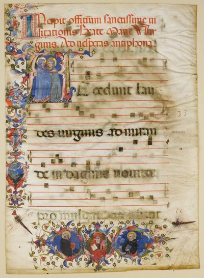 Kéziratos levél a látogatás kezdetével A és Adam Easton bíboros..., olasz, kb. 1400. alkotó: Unbekannt