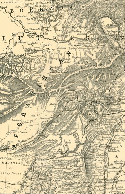Robertss tábornok Kabulba vezető útvonalát és a brit és orosz határokat jelző térkép, 1901. alkotó: Unbekannt