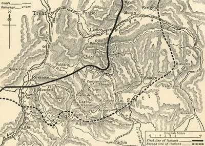 „Az osztrák támadást ábrázoló térkép Trentinóban, 1916. május”, 1920. alkotó: Unbekannt