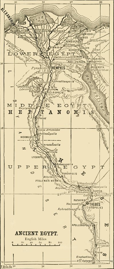 Az ókori Egyiptom térképe, 1890. alkotó: Unbekannt