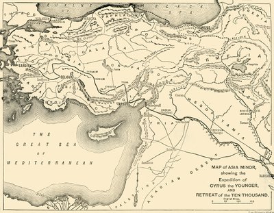 Kis-Ázsia térképe, Ifjabb Cyrus expedíciója és a Tízezrek visszavonulása, 1890. alkotó: Unbekannt