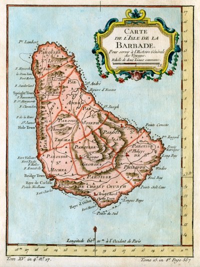Barbados térképe, c1758 alkotó: Unbekannt
