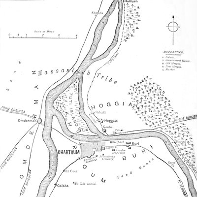 Kartúm és környék térképe, 1885 alkotó: Unbekannt