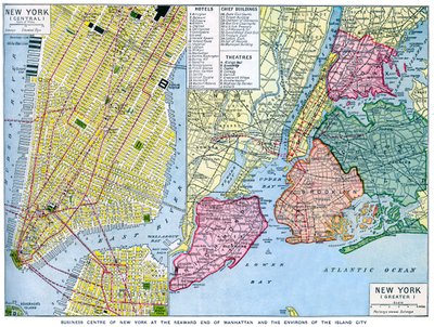 New York City térképe, USA, 1930-as évek alkotó: Unbekannt