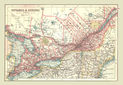 Ontario és Quebec térképe, 1902. alkotó: Unbekannt