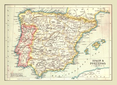 Spanyolország és Portugália térképe, 1902. alkotó: Unbekannt