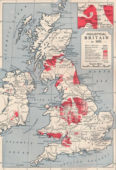 Az ipari Nagy-Britannia térképe 1881-ben, 1906-ban alkotó: Unbekannt
