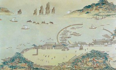 A Choryang Waegwan és környéke térképe Busanban a Joseon... idején, 19. század. alkotó: Unbekannt
