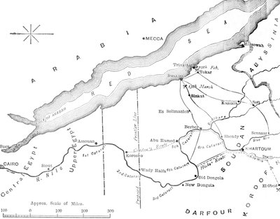Az Egyiptom és a Soudan közötti ország térképe, 1881-85 alkotó: Unbekannt