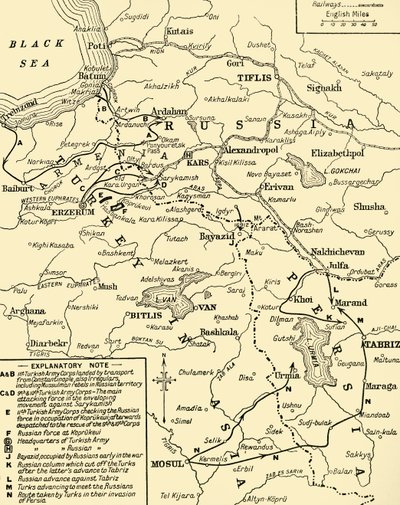 Oroszország és Törökország határának térképe, első világháború, 1920. alkotó: Unbekannt