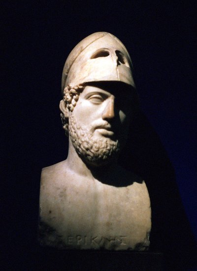 Periklész márvány arcképes mellszobra, athéni államférfi Kr.e. 490-429, római, ie 2. század alkotó: Unbekannt
