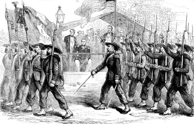 A Garibaldi gárda márciusi múltja Lincoln elnök előtt, 1861-1865 c1880 alkotó: Unbekannt