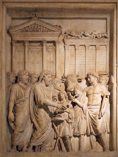 Marcus Aurelius és a császári család tagjai áldozatot mutatnak be a germán törzsek elleni sikerért, kb. 176-182 alkotó: Unbekannt