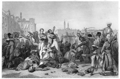 Mészárlás Cawnpore-ban, 1857, 1860 körül alkotó: Unbekannt