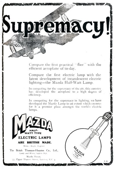 Mazda félwattos elektromos lámpák hirdetése, 1919 alkotó: Unbekannt