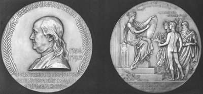 Az érmet Benjamin Franklin születésének 200. évfordulója alkalmából érdemelték ki alkotó: Unbekannt
