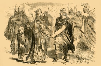 Edmund Ironside és Canute találkozása Alney szigetén, a Severnben, 1890. alkotó: Unbekannt