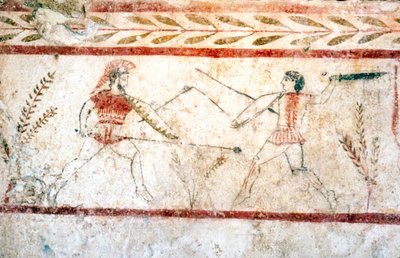 Lándzsákkal harcoló férfiak, Paestum, Kr. e. 4. század alkotó: Unbekannt