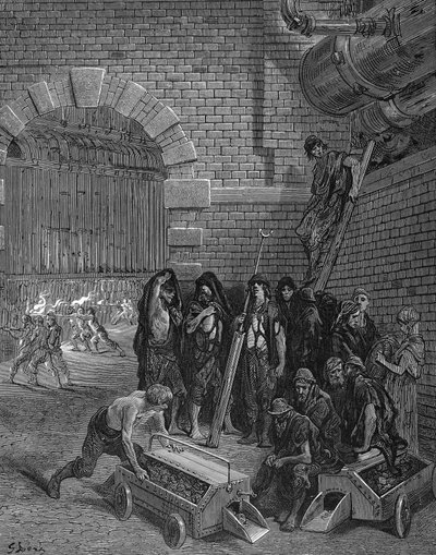 Férfiak szünetet tartva a retorták vádjával, Lambeth Gasworks, 1872 alkotó: Unbekannt