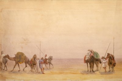 Férfiak tevével és lovakkal, a London-Hong Kong Panorama része alkotó: Unbekannt