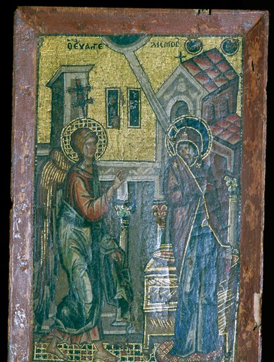 Miniatűr bizánci mozaik az Angyali üdvözletről, 14. század alkotó: Unbekannt