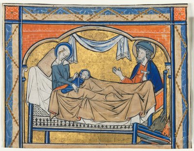 Zsoltárból kivágott miniatűr: A születés, c. 1270. alkotó: Unbekannt