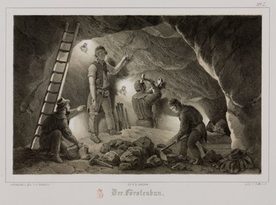 Bányászat, fémércbányászok, Németország, 1851 alkotó: Unbekannt