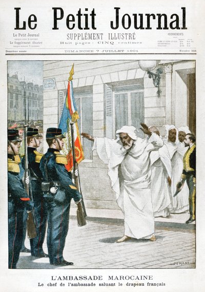 Marokkói Nagykövetség, A főnagykövet tiszteleg a francia zászló előtt, 1901 alkotó: Unbekannt