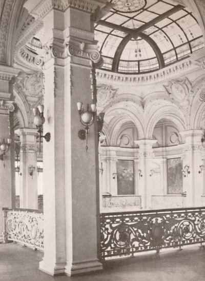 Nemzeti Könyvtár: a nyilvános olvasóteremre néző karzat sarka, 1914 alkotó: Unbekannt