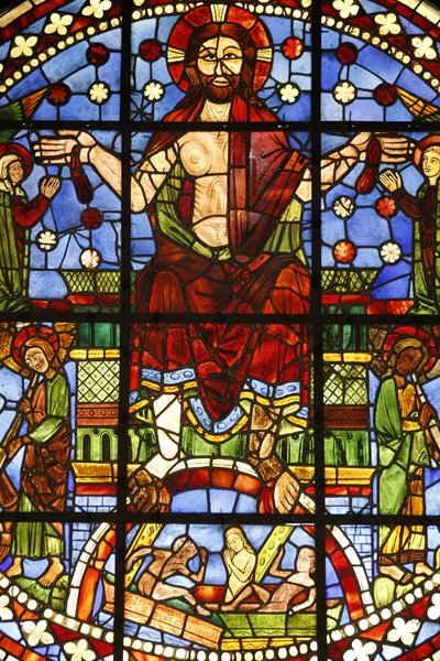 Francia Műemlékek Nemzeti Múzeuma. A Cordeliers ősi temploma, Chateauroux. Ólomüveg ablak az utolsó ítéletről, Párizs, Franciaország alkotó: Unbekannt