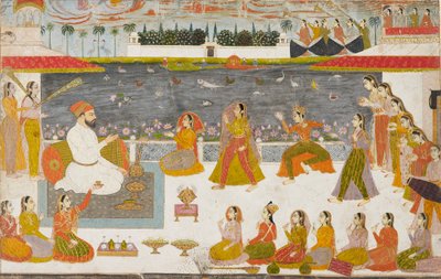 Nawab és a hölgyek egy teraszon nézik a nótát, 1760 alkotó: Unbekannt