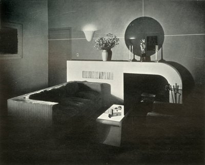 Raymond Loewy New York-i penthouse otthona, saját maga tervezte – Kandalló, 1937. alkotó: Unbekannt