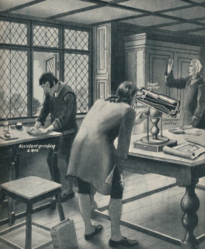 Newton feltalál egy új távcsövet, 1934 alkotó: Unbekannt