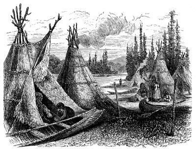 Észak-amerikai Cree indián település 1874 nyarán alkotó: Unbekannt