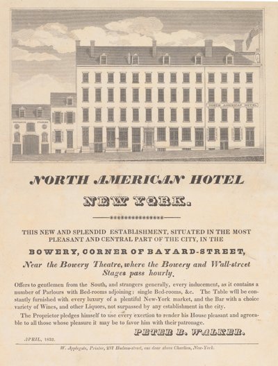 North American Hotel, New York, 1832. április. alkotó: Unbekannt
