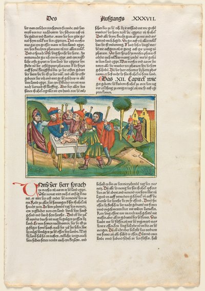 A húsvéti bárány felajánlása a német Bibliából, Anton Koberger, Nürnberg, 1483. alkotó: Unbekannt