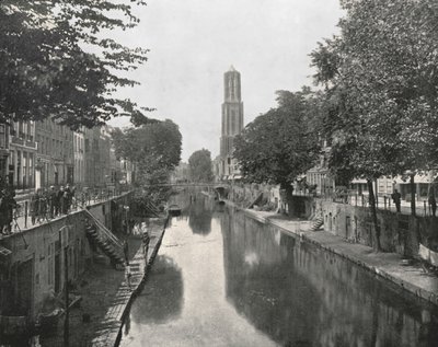 Old Canal and Dom Tower, Utrecht, Hollandia, 1895. alkotó: Unbekannt