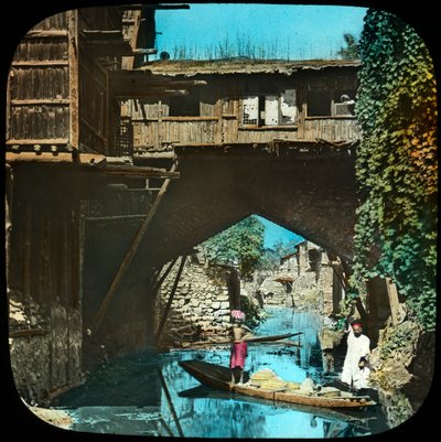 Régi híd, Srinagar, Kasmír, India, 19. század vége vagy 20. század eleje alkotó: Unbekannt