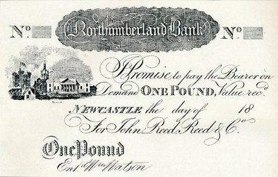 Egyfontos kötvény a Northumberland Bank számára, c1820 alkotó: Unbekannt