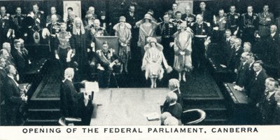 A szövetségi parlament megnyitása, Canberra, 1927, 1937 alkotó: Unbekannt