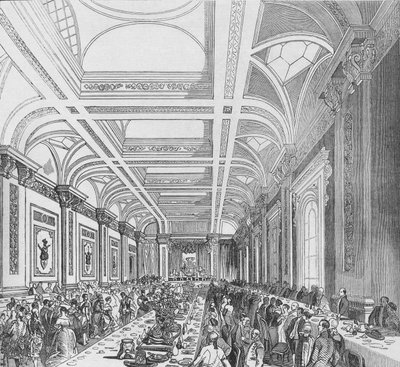 A Harmadik Királyi Tőzsde megnyitása, 1844. Bankett az előfizetői teremben, 1928 alkotó: Unbekannt