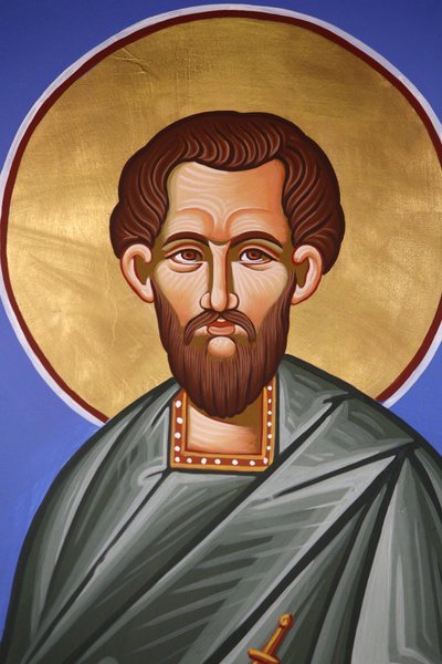 Ortodox templom Pedoulasban, Cipruson. Saint Damian freskó, 20150510, Pedoulas, Ciprus alkotó: Unbekannt
