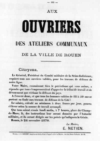 Ouvriers, a Párizsi Kommün francia politikai plakátjairól, 1871. május alkotó: Unbekannt