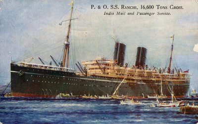 P. & O. S.S. Ranchi, 16 600 tonna bruttó, Indiai posta- és utasszolgálat, 1934. alkotó: Unbekannt