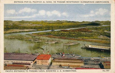 A Panama-csatorna csendes-óceáni bejárata, amerikai tengeralattjárók, 1920-as évek alkotó: Unbekannt