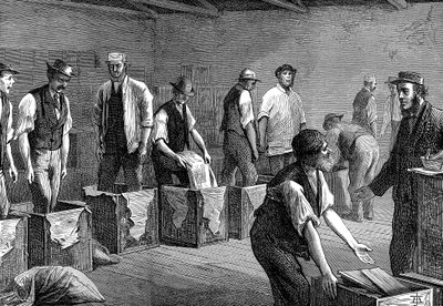 Tea csomagolása az East & West India Dock Company raktáraiban, London, 1874 alkotó: Unbekannt