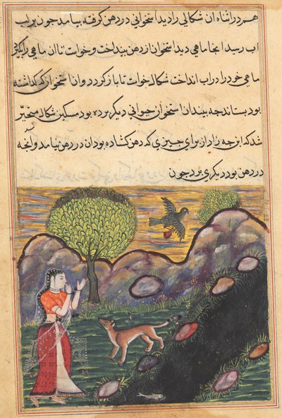 Oldal a Papagáj meséiből Tuti-nama: Tizenhatodik éjszaka: A meny..., c. 1560. alkotó: Unbekannt